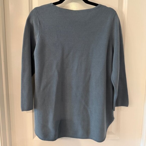 Eileen Fisher Silk & Organic Cotton Sweater in Dusty Blue Size L - Picture 3 of 6